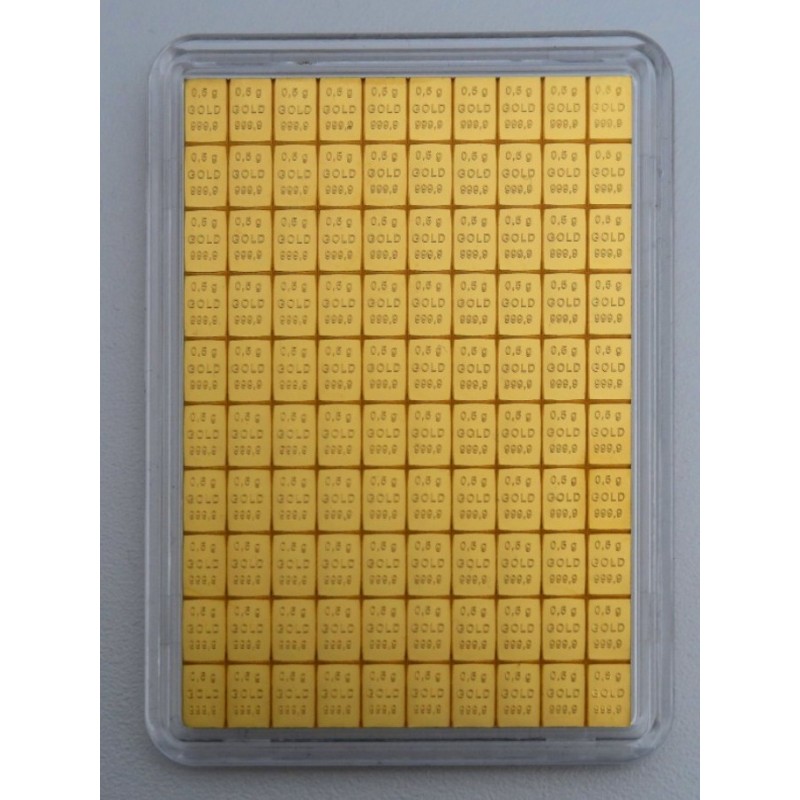 100 x 0,5 g Gold Tafelbarren